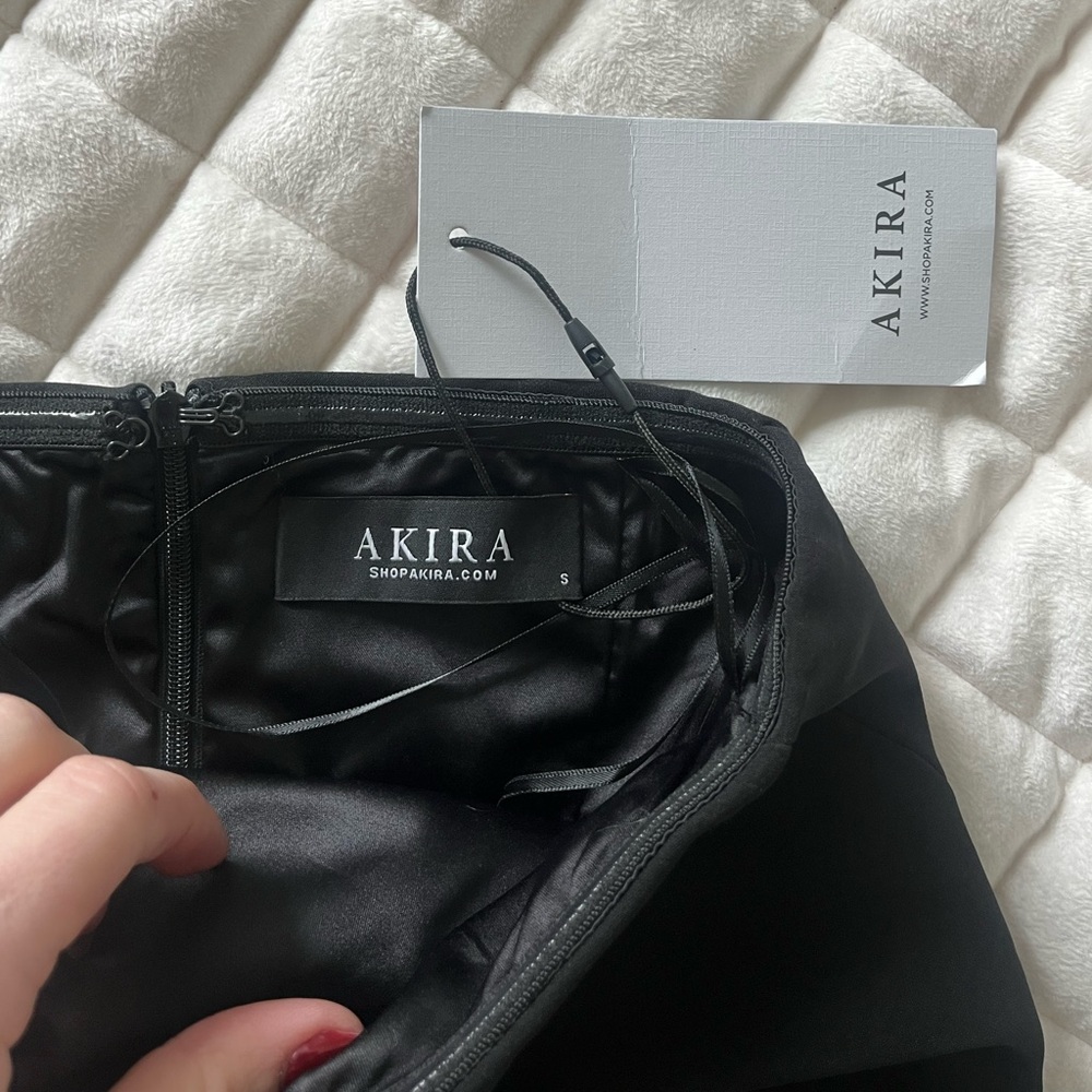 AKIRA Black Strapless Dress with Rosette Skirt - Picture 3 of 4